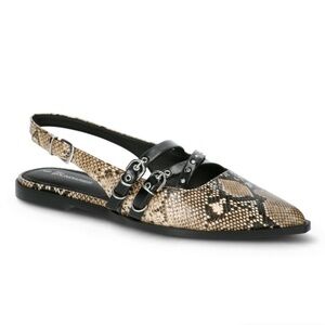 Women's Snakeskin, faux leather Slingback Flats, NWT